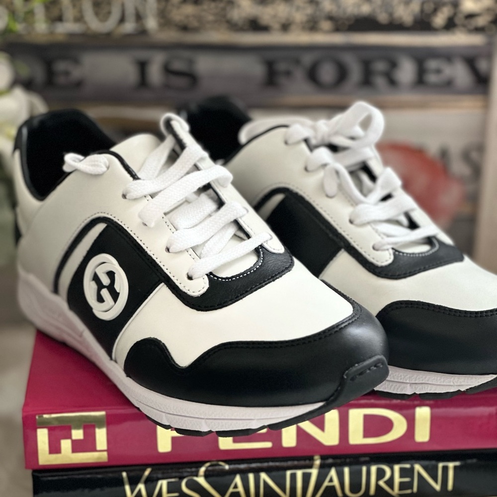 Gucci Black and White Athletic Shoes